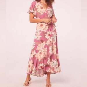 Band Of The Free | Liza Mauve Floral Wrap Maxi Dress NWT